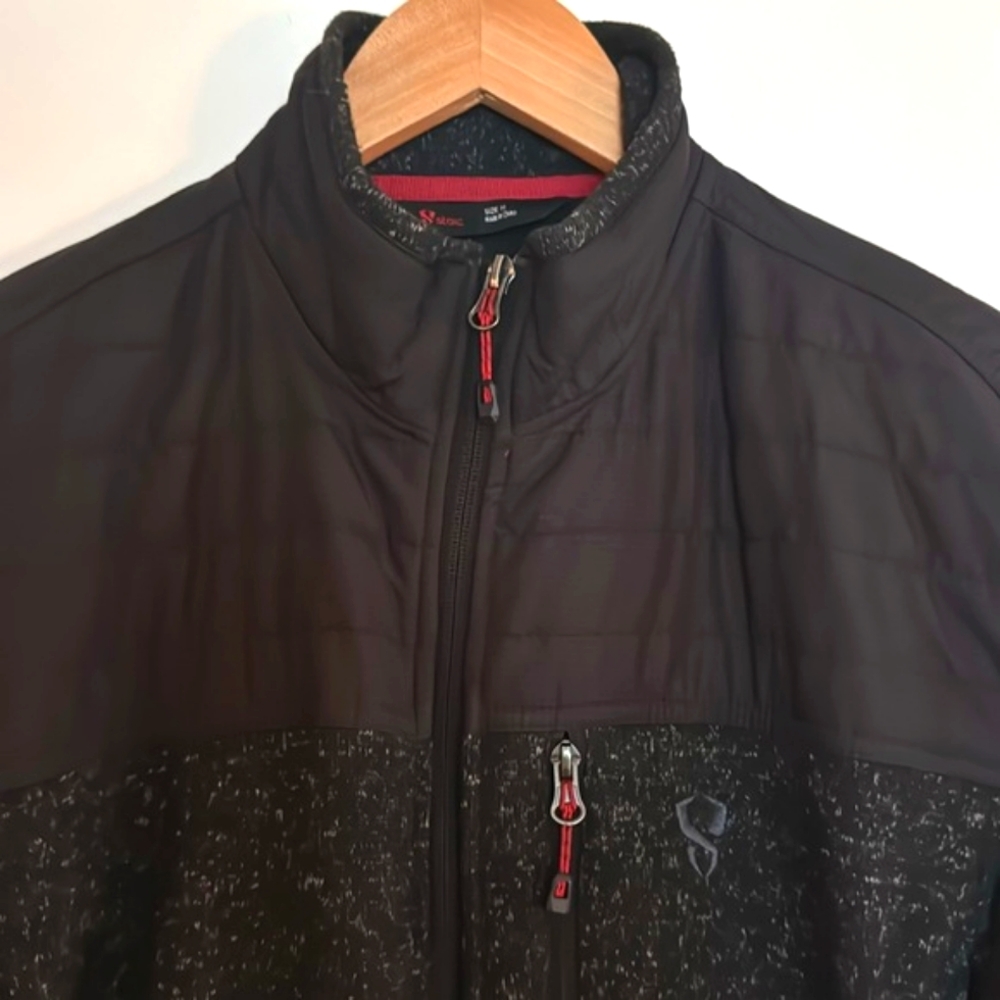 Stoic (Backcountry) Black, Grey Speckled, and Red Accents Zip-Up Jacket - Picture 1 of 12